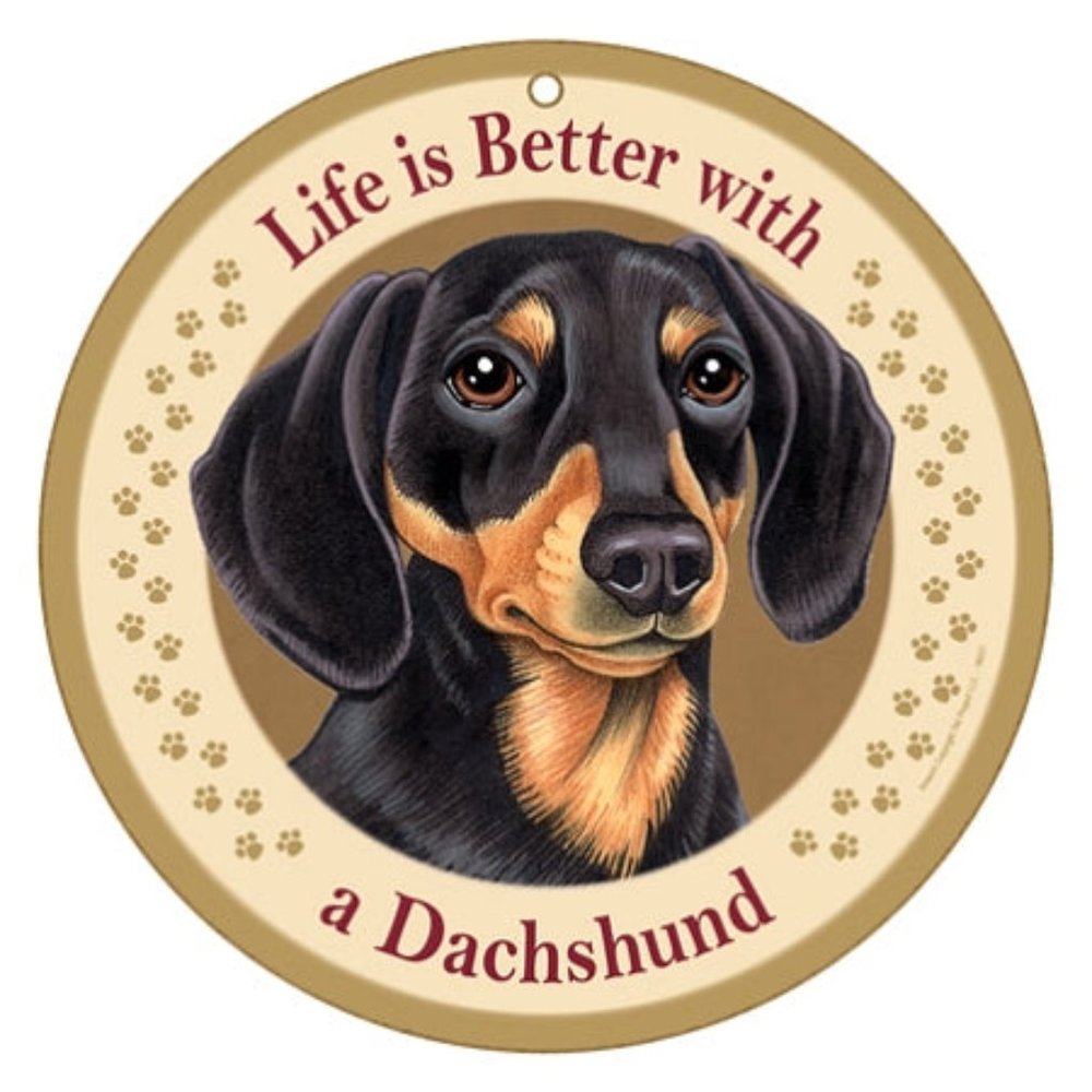 10 inch Round Dachshund Plaque- brown & Tan